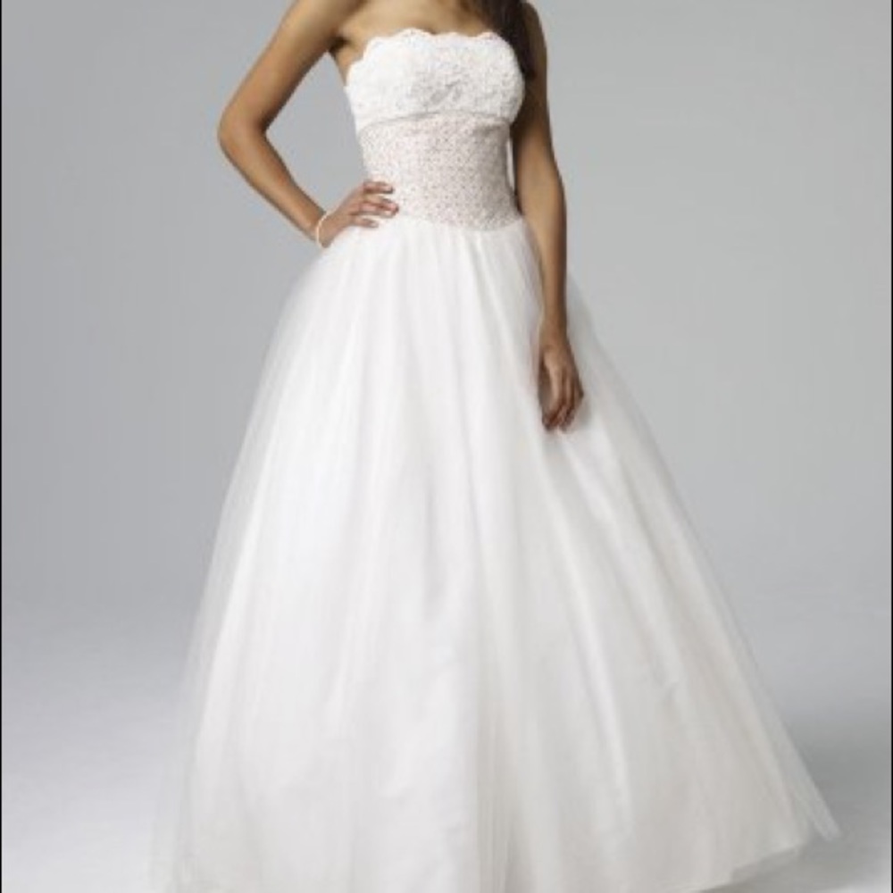 Davids Bridal Strapless Tulle Princess Dress 4